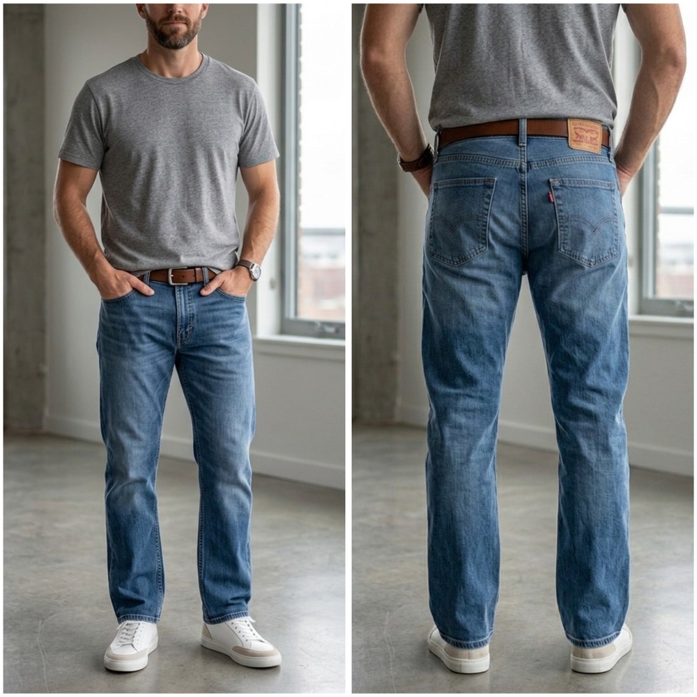 Levis 505 Regular Fit Straight Leg Jeans Mens 34x30 Medium Wash Blue 00505-0236